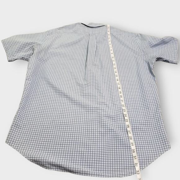 Ralph Lauren Mens Blue Check Plaid Button Down Shirt Classic Fit Short Sleeve L - Picture 11 of 13